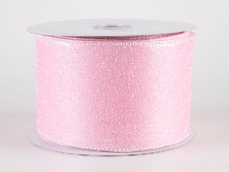 2.5  Iridescent Glitter Satin Ribbon: Light Pink (10 Yards) Online now