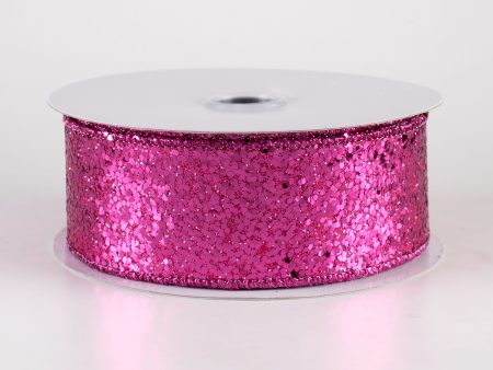 1.5  Large Glitter Ribbon: Fuchsia (10 Yards) Online Sale