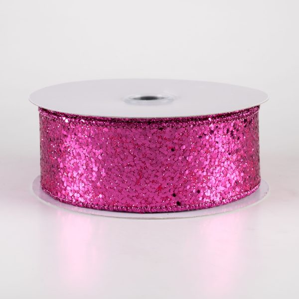 1.5  Large Glitter Ribbon: Fuchsia (10 Yards) Online Sale