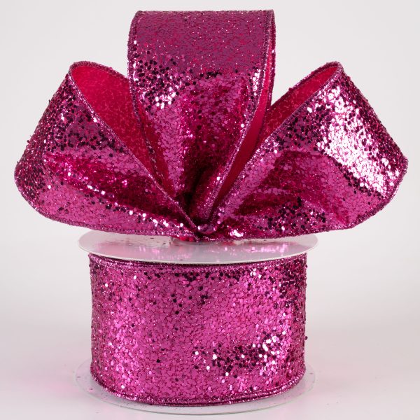 2.5  Large Glitter Ribbon: Fuchsia (10 Yards) Discount