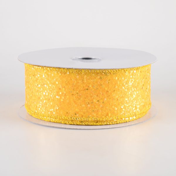 1.5  Large Glitter Ribbon: Yellow (10 Yards) on Sale