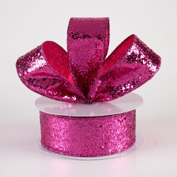 1.5  Large Glitter Ribbon: Fuchsia (10 Yards) Online Sale