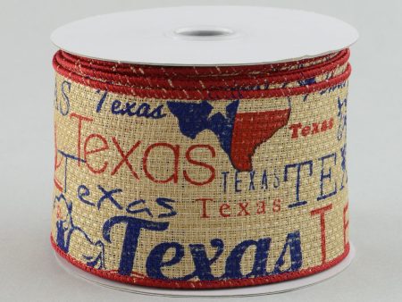 2.5  Faux Burlap Texas Ribbon (10 Yards) Online now