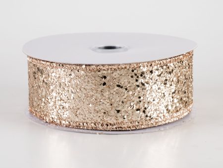 1.5  Large Glitter Ribbon: Champagne (10 Yards) Supply