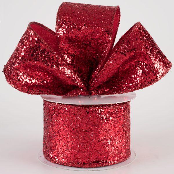 2.5  Large Glitter Ribbon: Red (10 Yards) Online Sale