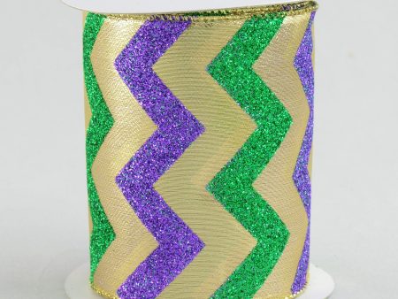 4  Mardi Gras Chevron Ribbon (10 Yards) Fashion