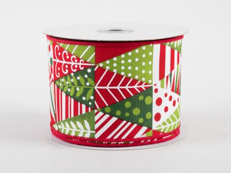 2.5  Triangle Christmas Tree Ribbon: White, Red, Green (10 Yards) Online Hot Sale