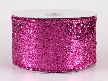 2.5  Large Glitter Ribbon: Fuchsia (10 Yards) Discount