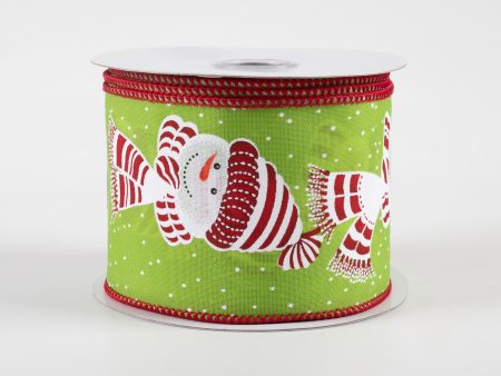 2.5  Snowman Head Ribbon: Lime (10 Yards) For Sale