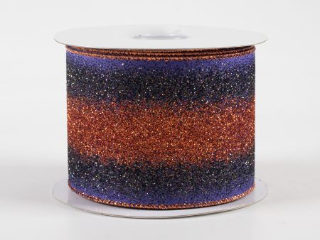 2.5  Gradient Glitter Ombré Ribbon: Purple, Orange, Black (10 Yards) For Discount