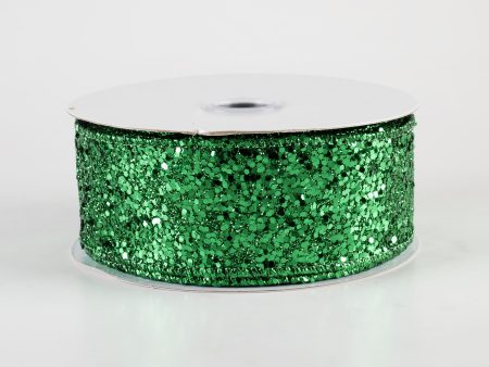 1.5  Large Glitter Ribbon: Emerald Green (10 Yards) Online now