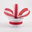 1.5  Scalloped Edge Ribbon: White & Red (10 Yards) Online Hot Sale