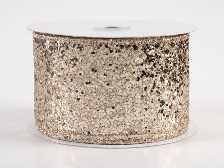 2.5  Large Glitter Ribbon: Champagne (10 Yards) Online Hot Sale