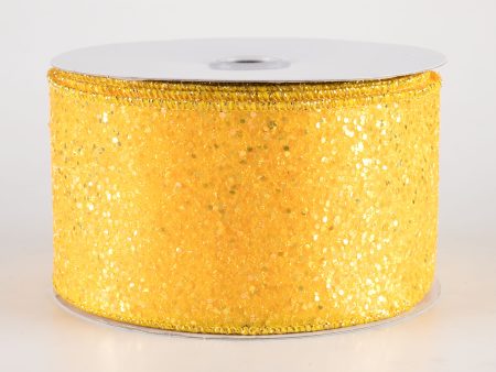 2.5  Large Glitter Ribbon: Yellow (10 Yards) Cheap