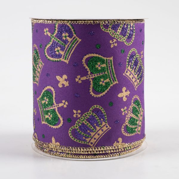 4  Mardi Gras Crowns Ribbon: Purple (10 Yards) Online Sale