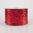 2.5  Large Glitter Ribbon: Red (10 Yards) Online Sale