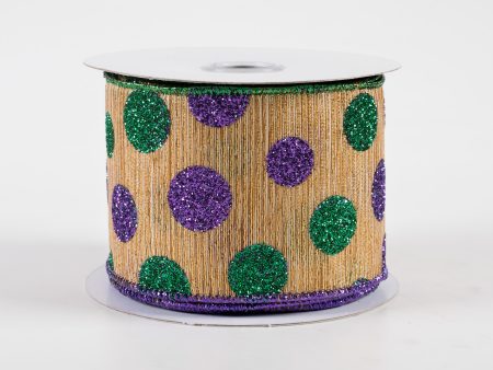 2.5  Glitter Dot Woven Metallic Lines Ribbon: Antique Gold Mardi Gras (10 Yards) Online Hot Sale