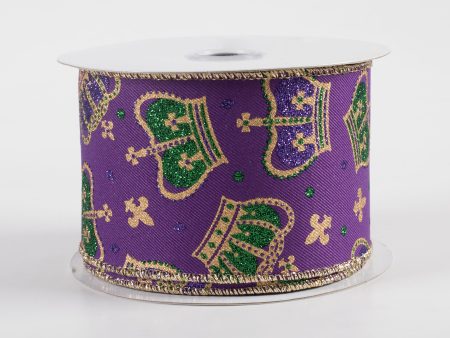 2.5  Mardi Gras Crowns Ribbon: Purple (10 Yards) Supply