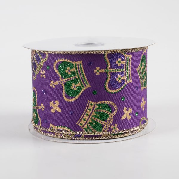 2.5  Mardi Gras Crowns Ribbon: Purple (10 Yards) Supply