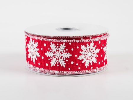 1.5  Glitter Snowflakes Ribbon: Red & White (10 Yards) Fashion