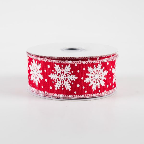 1.5  Glitter Snowflakes Ribbon: Red & White (10 Yards) Fashion