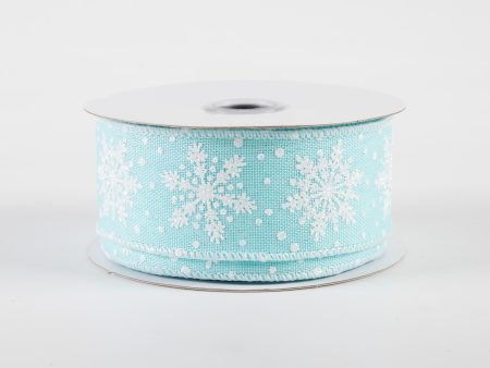 1.5  Snowflakes Ribbon: Ice Blue & White (10 Yards) For Sale