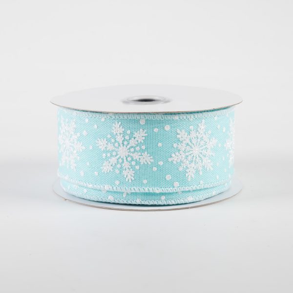 1.5  Snowflakes Ribbon: Ice Blue & White (10 Yards) For Sale