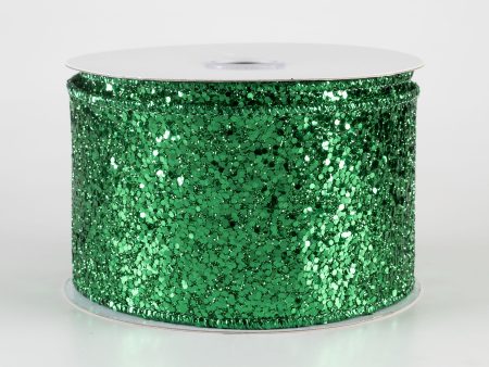 2.5  Large Glitter Ribbon: Emerald Green (10 Yards) Online