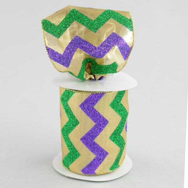 4  Mardi Gras Chevron Ribbon (10 Yards) Fashion