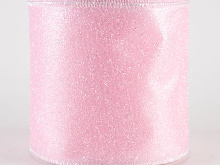 4  Iridescent Glitter Satin Ribbon: Light Pink (10 Yards) Online Hot Sale