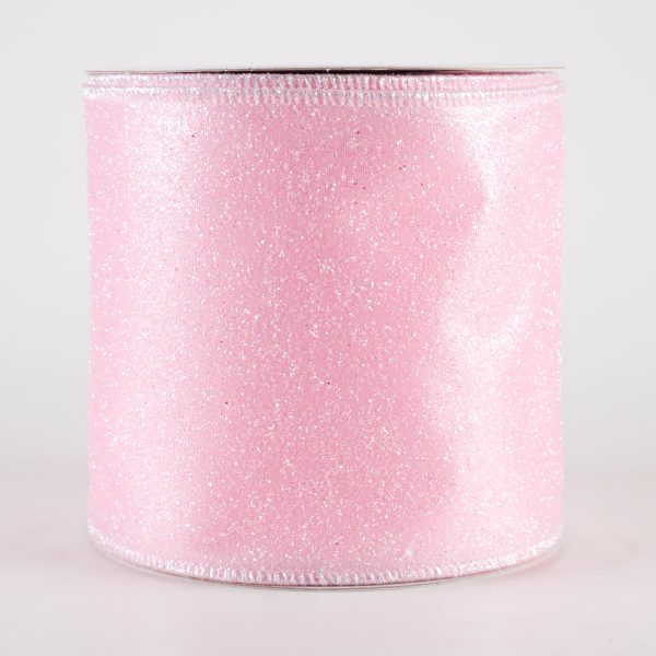 4  Iridescent Glitter Satin Ribbon: Light Pink (10 Yards) Online Hot Sale