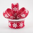 1.5  Glitter Snowflakes Ribbon: Red & White (10 Yards) Fashion