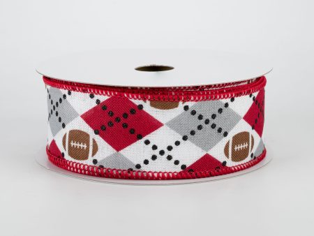 1.5  Argyle Footballs Ribbon: Grey & Crimson (10 Yards) Online