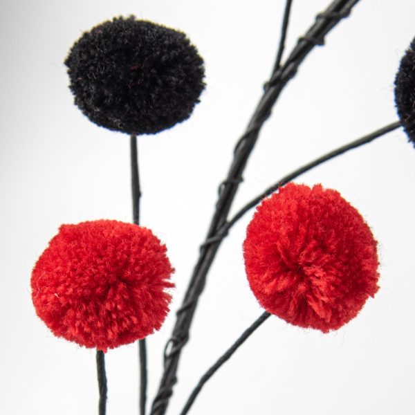 5  Pom Pom Wire Garland: Red & Black Hot on Sale