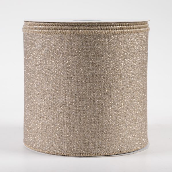 4  Fine Glitter on Royal Ribbon: Taupe (10 Yards) Online now