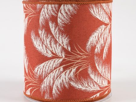 4  Pampas Grass Ribbon: Rust & Ivory (10 Yards) For Sale