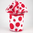 4  Giant Three Size Polka Dot Ribbon: White & Red (10 Yards) Online Hot Sale