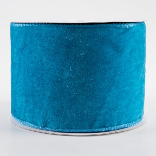 4  Deluxe Velvet Satin Backing Ribbon: Teal Blue (10 Yards) Cheap