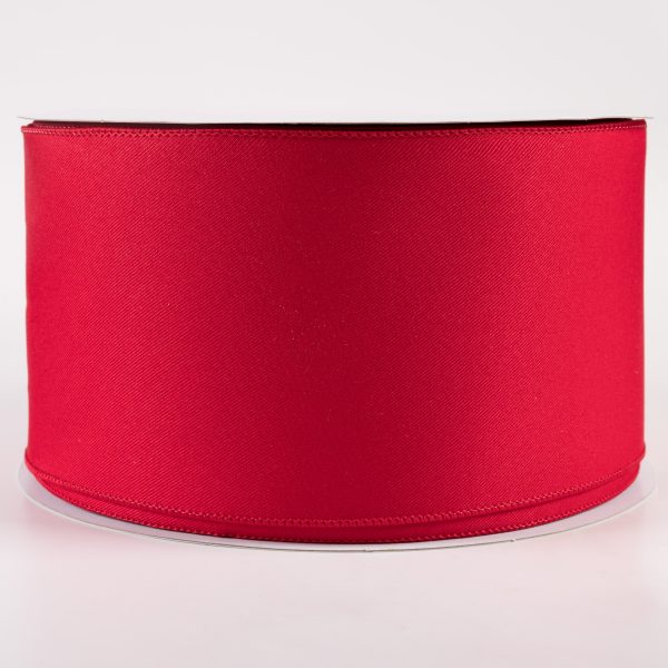 4  Diagonal Weave Fabric Ribbon: Red (50 Yards) For Discount