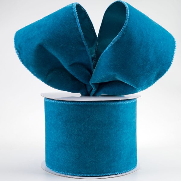 4  Deluxe Velvet Satin Backing Ribbon: Teal Blue (10 Yards) Cheap