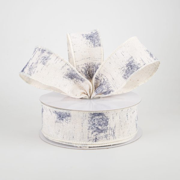 1.5  Cotton Birch Bark Ribbon: Ivory, Smoke Blue, Navy (10 Yards) on Sale