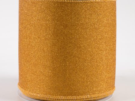 4  Fine Glitter on Royal Ribbon: Mustard Yellow (10 Yards) Supply