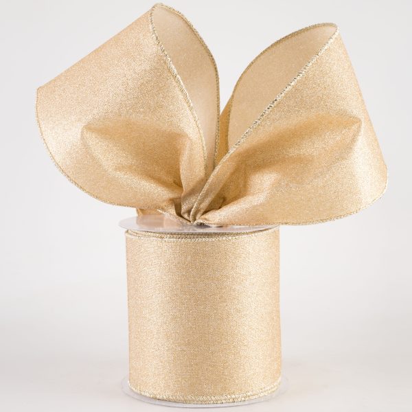 4  Fine Glitter on Royal Ribbon: Light Gold (10 Yards) Fashion