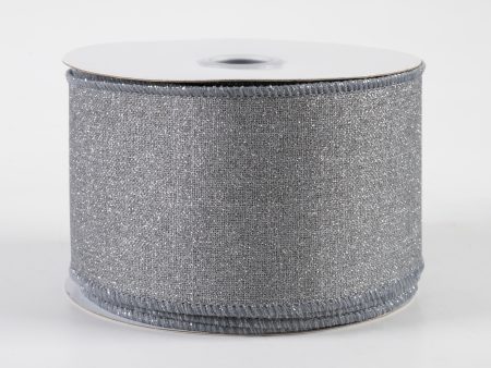 2.5  Fine Glitter on Royal Ribbon: Light Grey (10 Yards) For Cheap