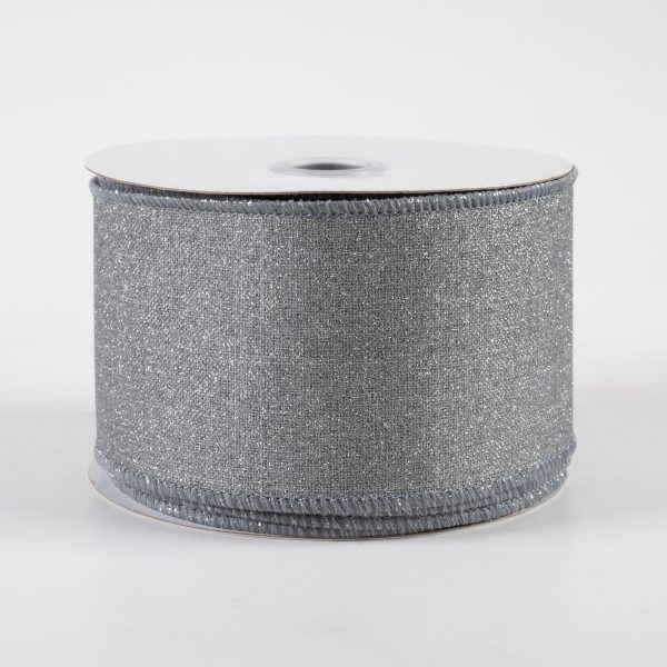 2.5  Fine Glitter on Royal Ribbon: Light Grey (10 Yards) For Cheap