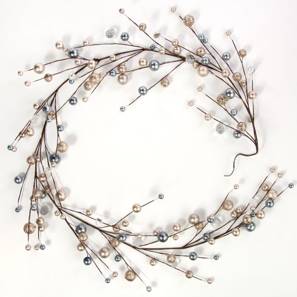 5  Glittered Ball & Diamond Garland: Smoke Blue & Champagne on Sale