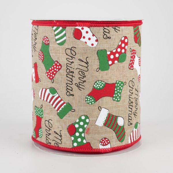 4  Christmas Stockings Ribbon: Natural (10 Yards) For Cheap