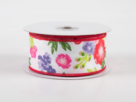 1.5  Soft Florals Ribbon: Tomato, Pink, Lavender, Green (10 Yards) For Cheap