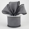 2.5  Horizontal Thin Stripes Ribbon: Grey & Black (10 Yards) on Sale