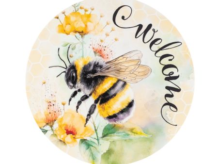 8.5  Round Waterproof Sign: Watercolor Welcome Bee For Discount